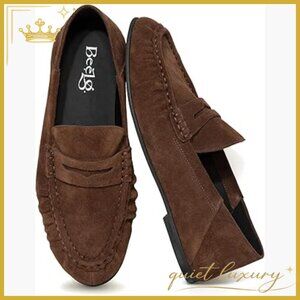 Suede Penny Loafers Women's Flats Slip-On Dressy Casual Work Shoes